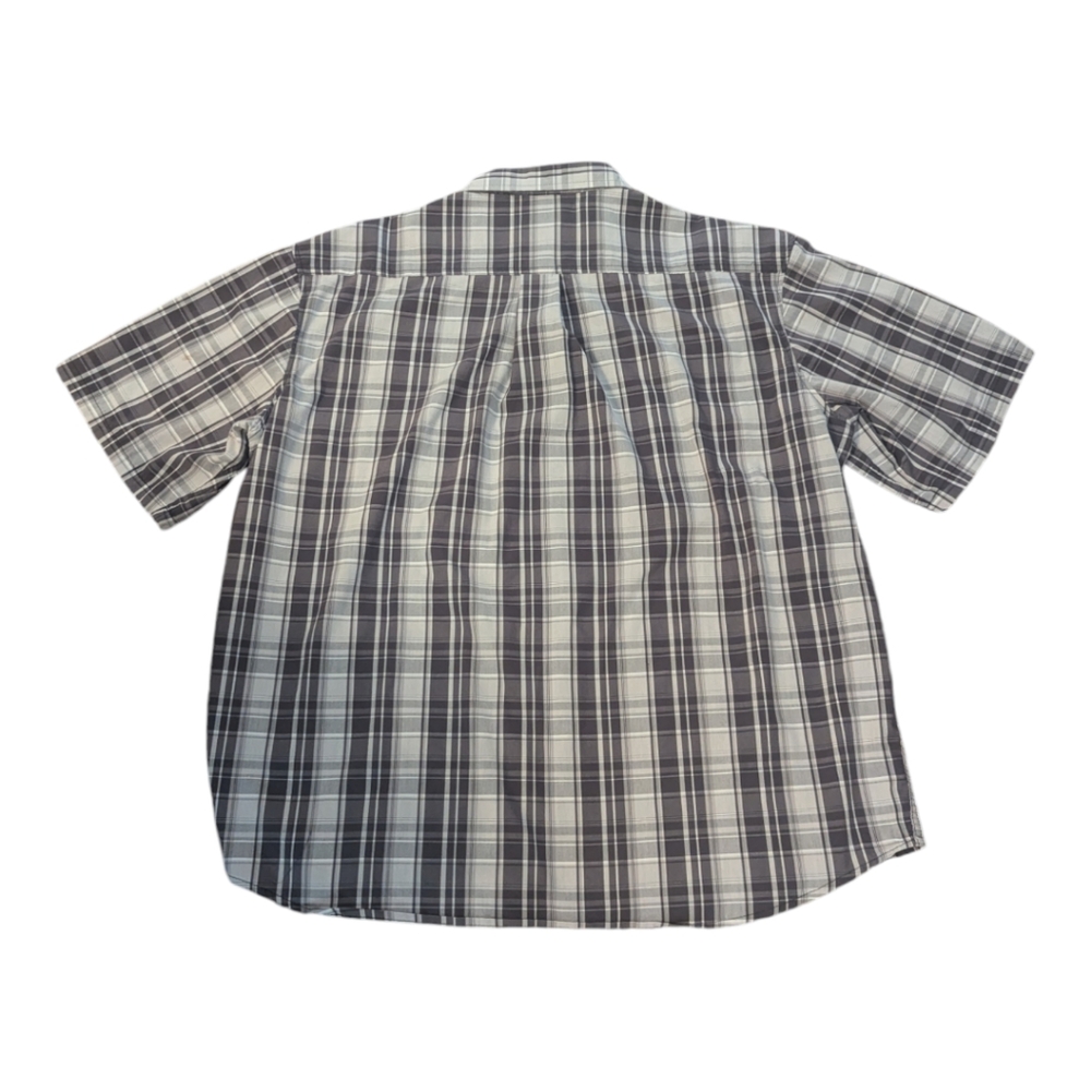 Dickies Relaxed Fit Gray Plaid Button Collar Shirt Sleeve Shirt. Men's XL - Picture 2 of 6